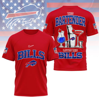LIMITED EDITION - NEW CUSTOMIZED NFL03 BFB BUFFALO BILLS BARTENDER FAN 3D SHIRT