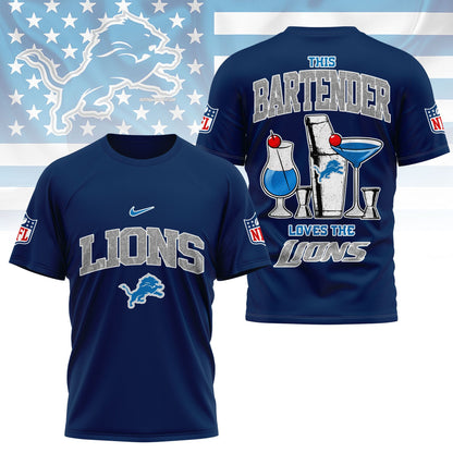 LIMITED EDITION - NEW CUSTOMIZED NFL04 DTL DETROIT LIONS BARTENDER FAN 3D SHIRT