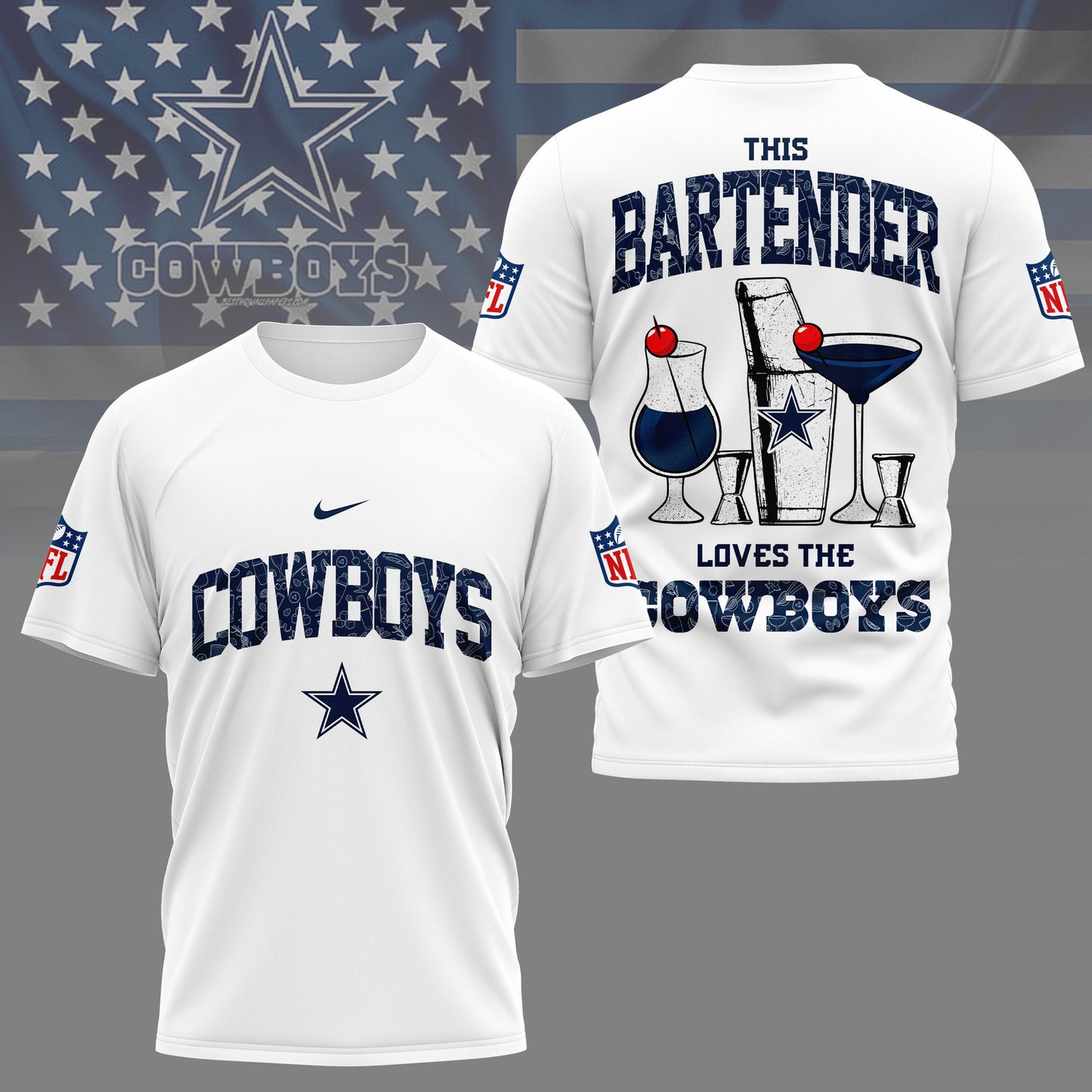 LIMITED EDITION - NEW CUSTOMIZED NFL21 DCB DALLAS COWBOYS BARTENDER FAN 3D SHIRT