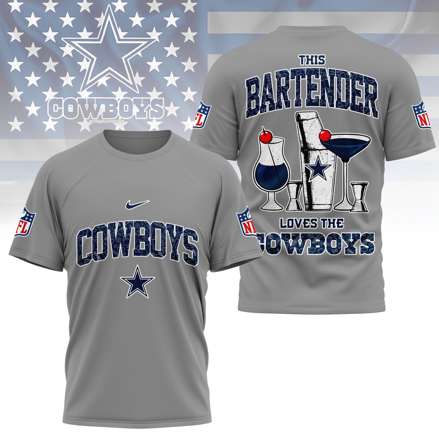 LIMITED EDITION - NEW CUSTOMIZED NFL21 DCB DALLAS COWBOYS BARTENDER FAN 3D SHIRT
