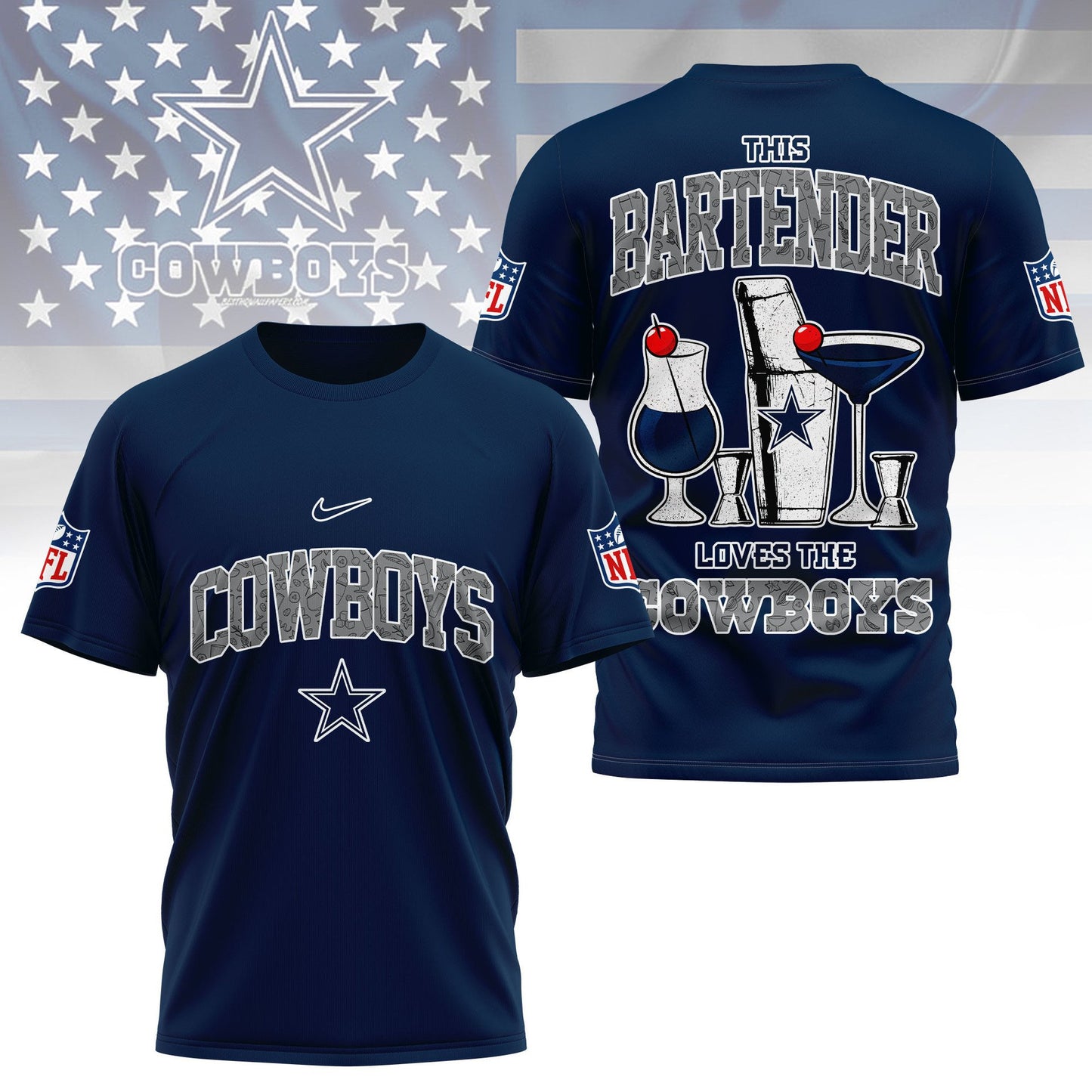 LIMITED EDITION - NEW CUSTOMIZED NFL21 DCB DALLAS COWBOYS BARTENDER FAN 3D SHIRT