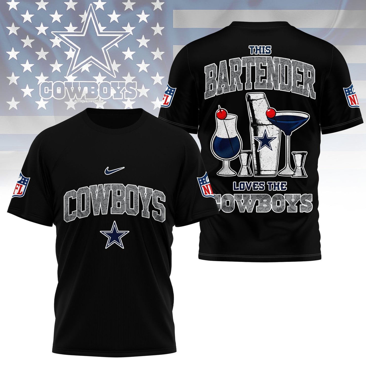 LIMITED EDITION - NEW CUSTOMIZED NFL21 DCB DALLAS COWBOYS BARTENDER FAN 3D SHIRT