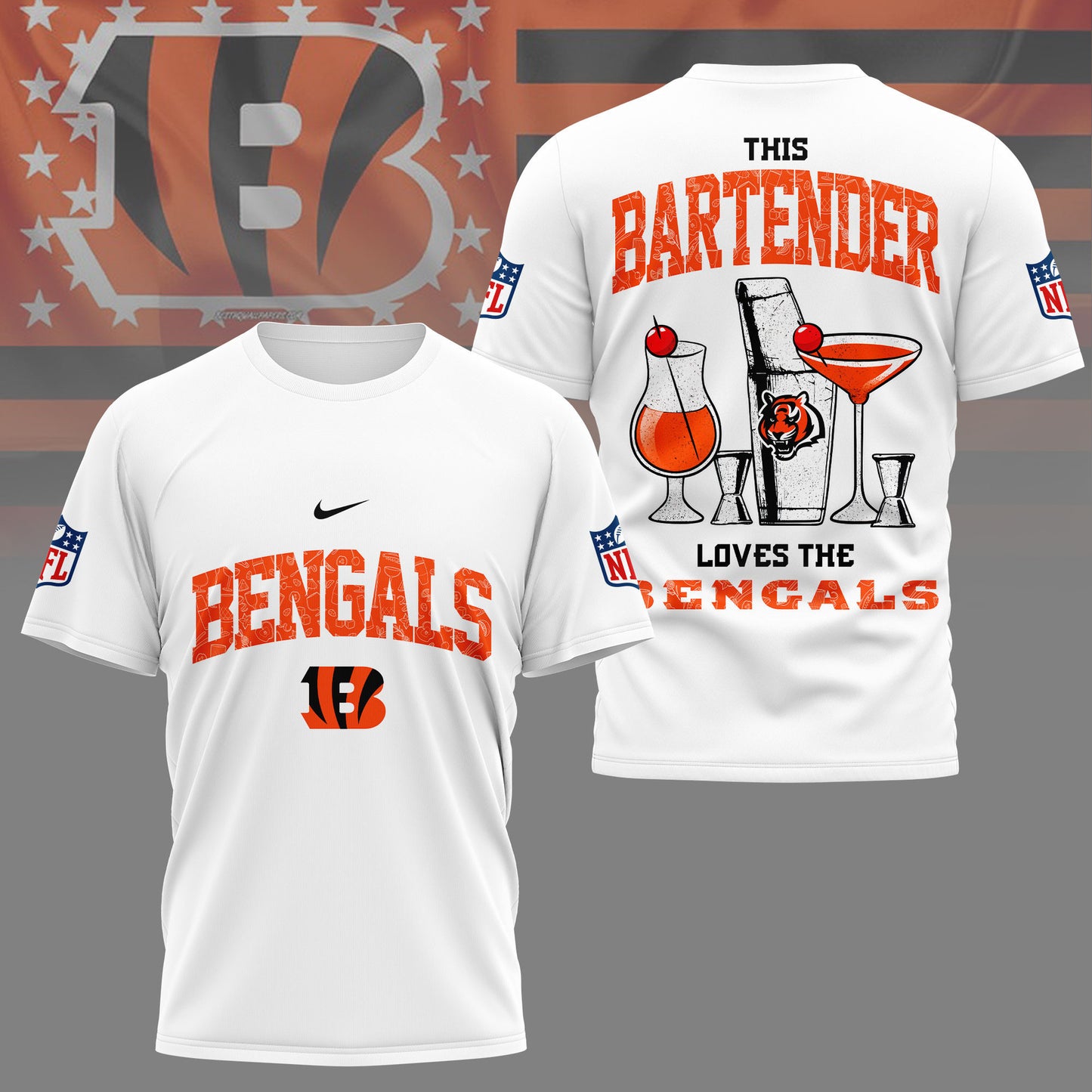 LIMITED EDITION - NEW CUSTOMIZED NFL16 CCB CINCINNATI BENGALS BARTENDER FAN 3D SHIRT