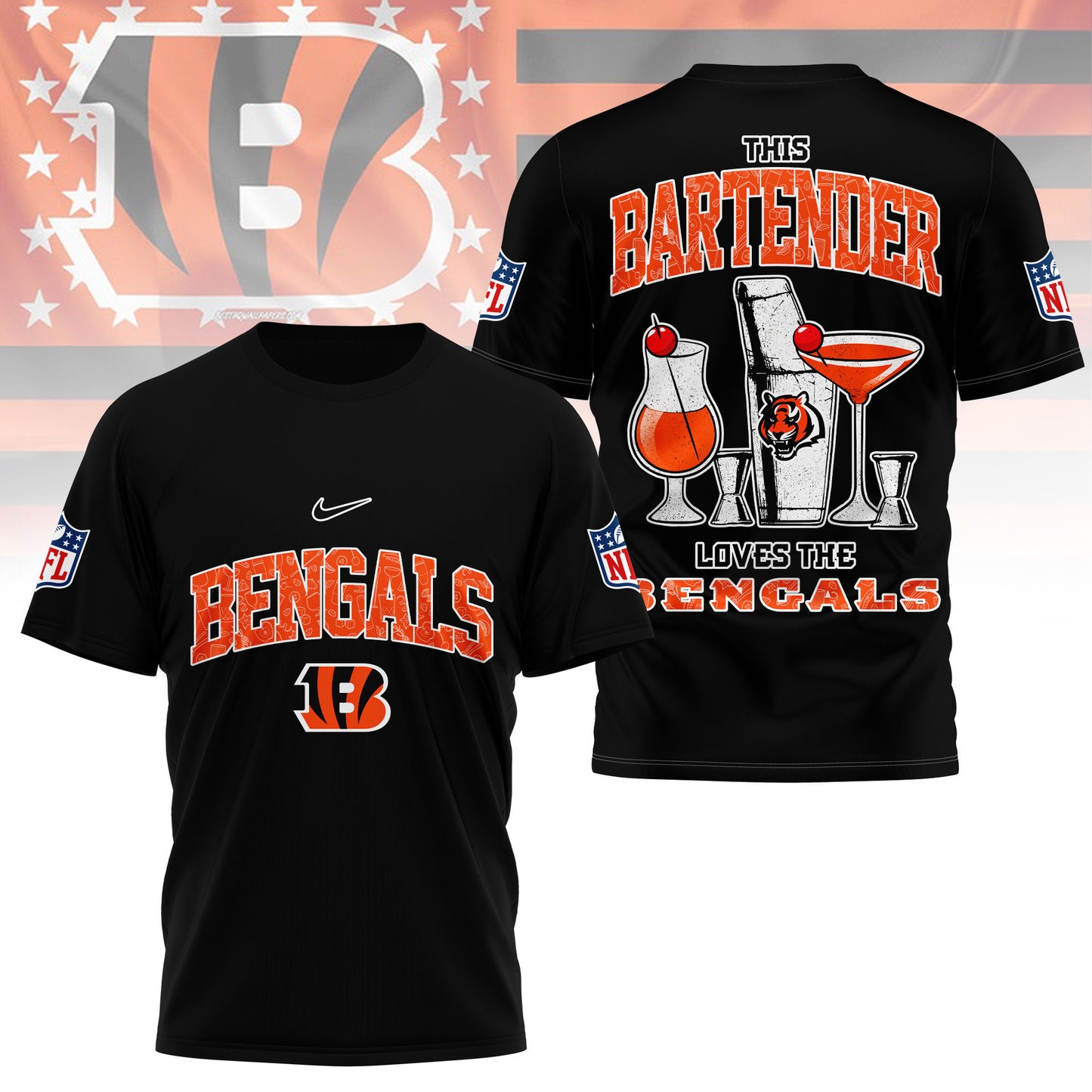 LIMITED EDITION - NEW CUSTOMIZED NFL16 CCB CINCINNATI BENGALS BARTENDER FAN 3D SHIRT