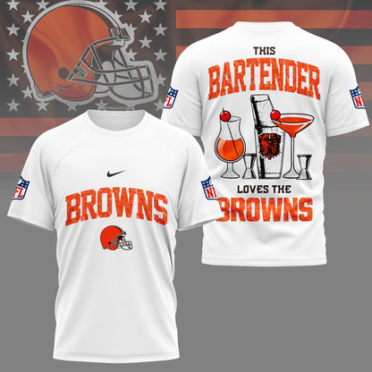 LIMITED EDITION - NEW CUSTOMIZED NFL29 CLB CLEVELAND BROWNS BARTENDER FAN 3D SHIRT