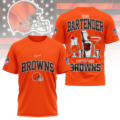 LIMITED EDITION - NEW CUSTOMIZED NFL29 CLB CLEVELAND BROWNS BARTENDER FAN 3D SHIRT