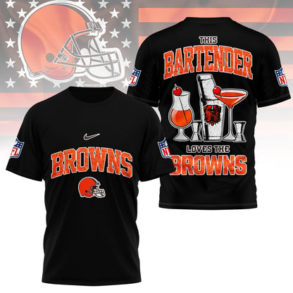 LIMITED EDITION - NEW CUSTOMIZED NFL29 CLB CLEVELAND BROWNS BARTENDER FAN 3D SHIRT