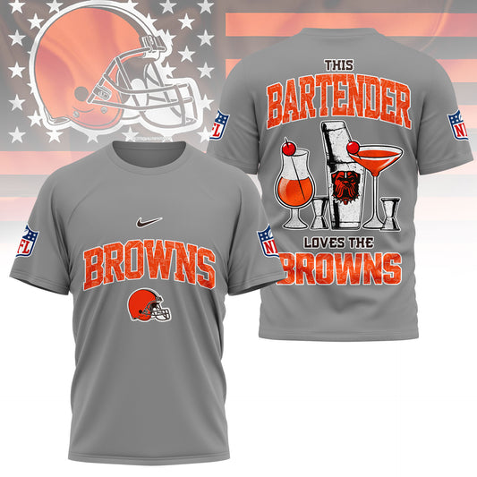 LIMITED EDITION - NEW CUSTOMIZED NFL29 CLB CLEVELAND BROWNS BARTENDER FAN 3D SHIRT