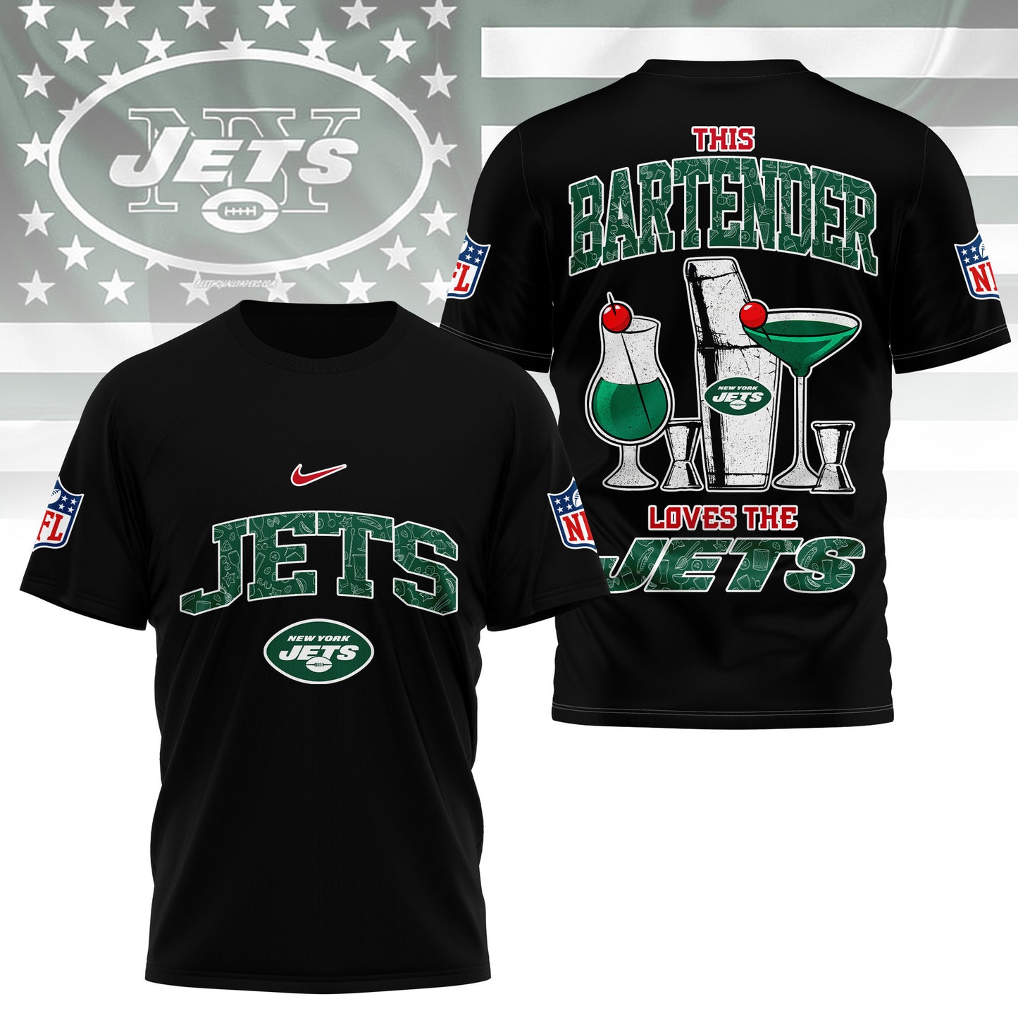 LIMITED EDITION - NEW CUSTOMIZED NFL25 NYJ NEW YORK JETS BARTENDER FAN 3D SHIRT