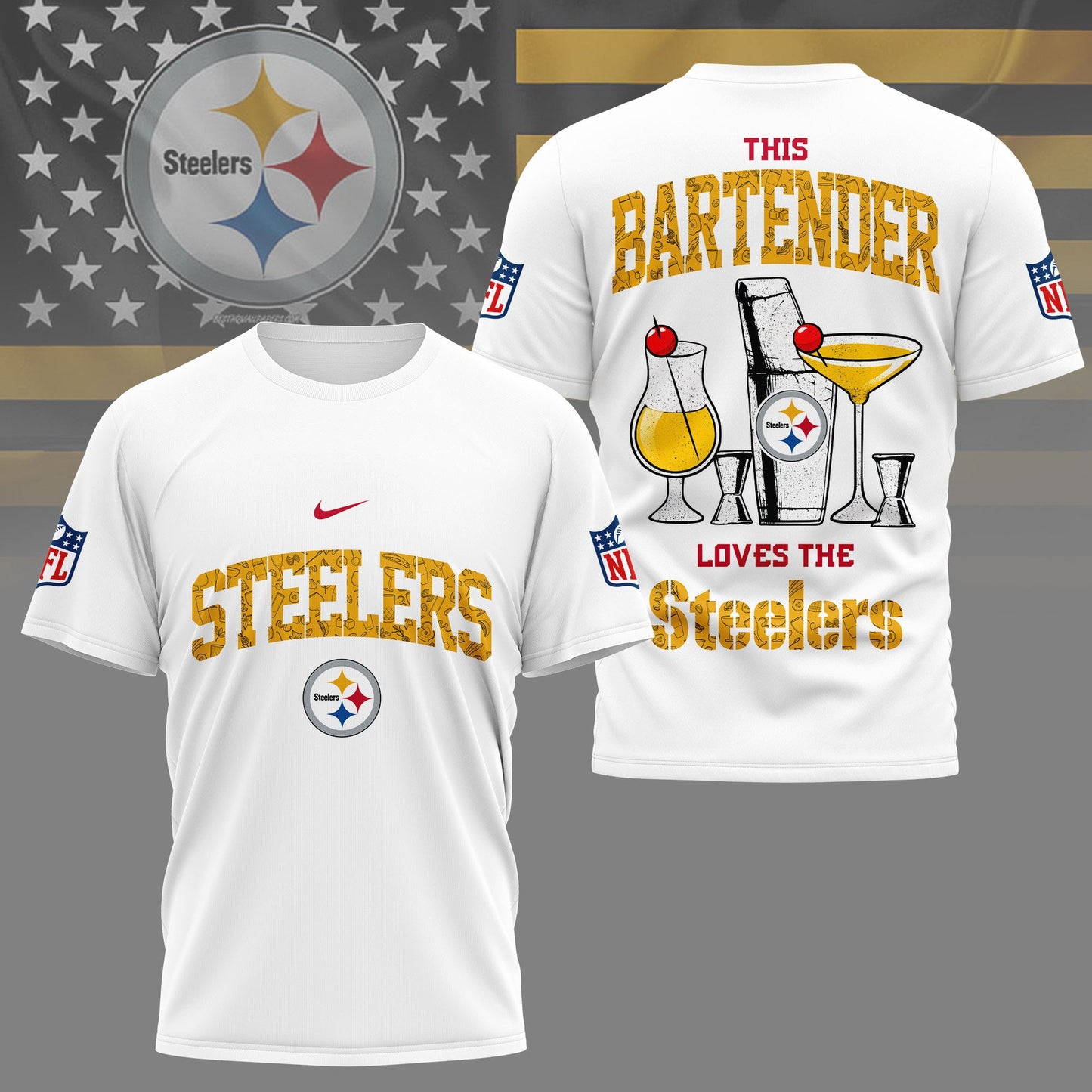 LIMITED EDITION - NEW CUSTOMIZED NFL14 PSB PITTSBURGH STEELERS BARTENDER FAN 3D SHIRT