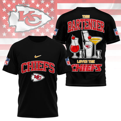 LIMITED EDITION - NEW CUSTOMIZED NHL01 NFL01 KCC KANSAS CITY CHIEFS BARTENDER FAN 3D SHIRT