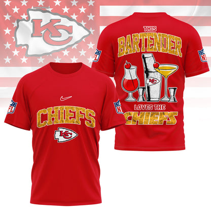LIMITED EDITION - NEW CUSTOMIZED NHL01 NFL01 KCC KANSAS CITY CHIEFS BARTENDER FAN 3D SHIRT