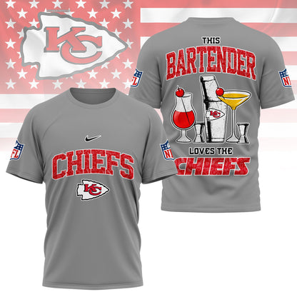 LIMITED EDITION - NEW CUSTOMIZED NHL01 NFL01 KCC KANSAS CITY CHIEFS BARTENDER FAN 3D SHIRT