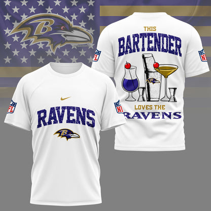 LIMITED EDITION - NEW CUSTOMIZED NFL28 BTR BALTIMORE RAVENS BARTENDER FAN 3D SHIRT