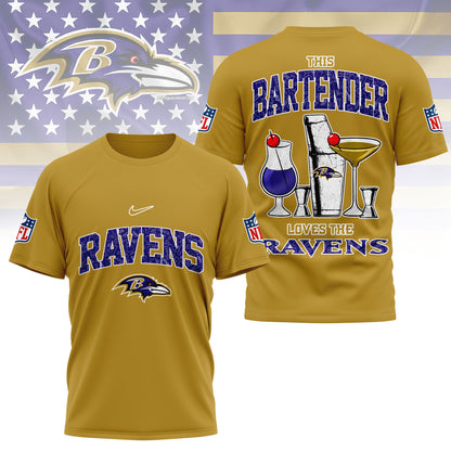 LIMITED EDITION - NEW CUSTOMIZED NFL28 BTR BALTIMORE RAVENS BARTENDER FAN 3D SHIRT