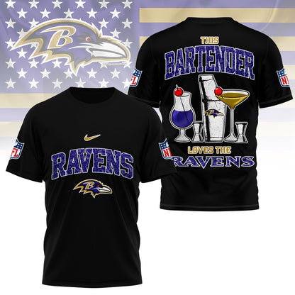 LIMITED EDITION - NEW CUSTOMIZED NFL28 BTR BALTIMORE RAVENS BARTENDER FAN 3D SHIRT
