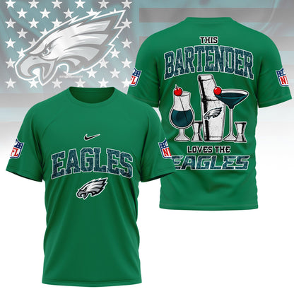 LIMITED EDITION - NEW CUSTOMIZED NFL02 PPE PHILADELPHIA EAGLES BARTENDER FAN 3D SHIRT