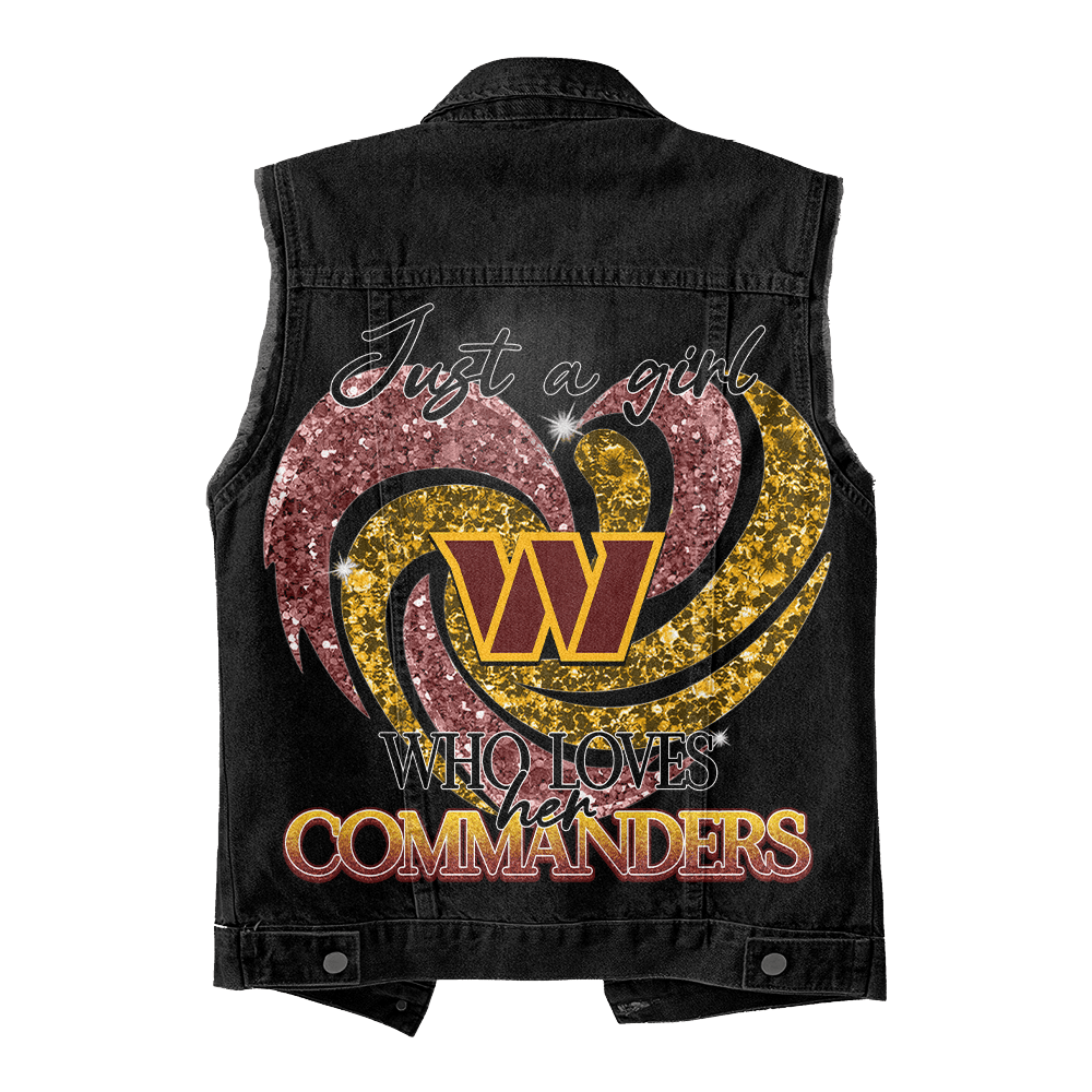 LIMITED EDITION - NEW PREMIUM NFL12 WTC WASHINGTON COMMANDERS UNISEX SLEEVELESS DENIM JACKET