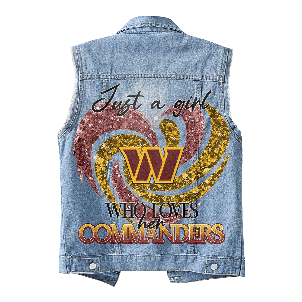 LIMITED EDITION - NEW PREMIUM NFL12 WTC WASHINGTON COMMANDERS UNISEX SLEEVELESS DENIM JACKET