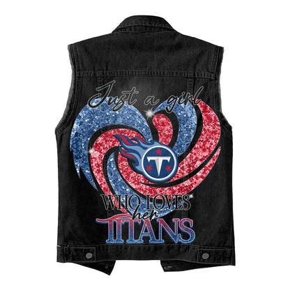 LIMITED EDITION - NEW PREMIUM NFL31 TST TENNESSEE TITANS UNISEX SLEEVELESS DENIM JACKET