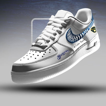 [FLASH SALE] NEW CUSTOMIZED MLB15 MBS MILWAUKEE BREWERS AF1 SNEAKERS