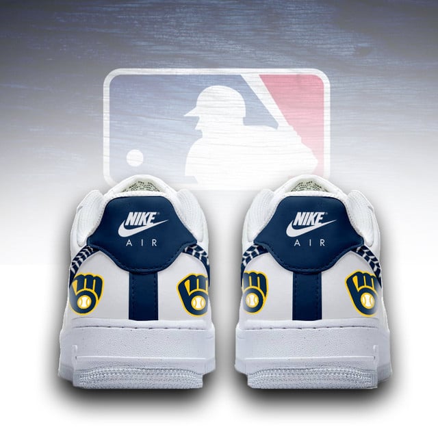 [FLASH SALE] NEW CUSTOMIZED MLB15 MBS MILWAUKEE BREWERS AF1 SNEAKERS