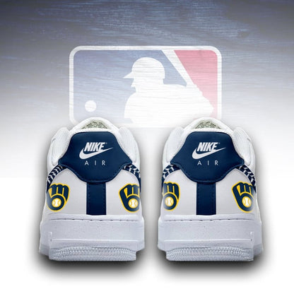 [FLASH SALE] NEW CUSTOMIZED MLB15 MBS MILWAUKEE BREWERS AF1 SNEAKERS