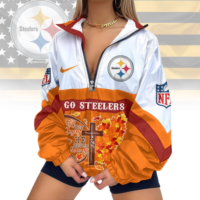 LIMITED EDITION - NEW CUSTOMIZED NFL14 PSB PITTSBURGH STEELERS FAITH & FALL V-NECK ZIPPER SWEATSHIRT JACKET