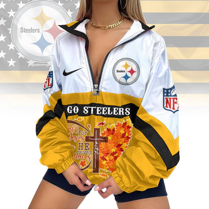 LIMITED EDITION - NEW CUSTOMIZED NFL14 PSB PITTSBURGH STEELERS FAITH & FALL V-NECK ZIPPER SWEATSHIRT JACKET