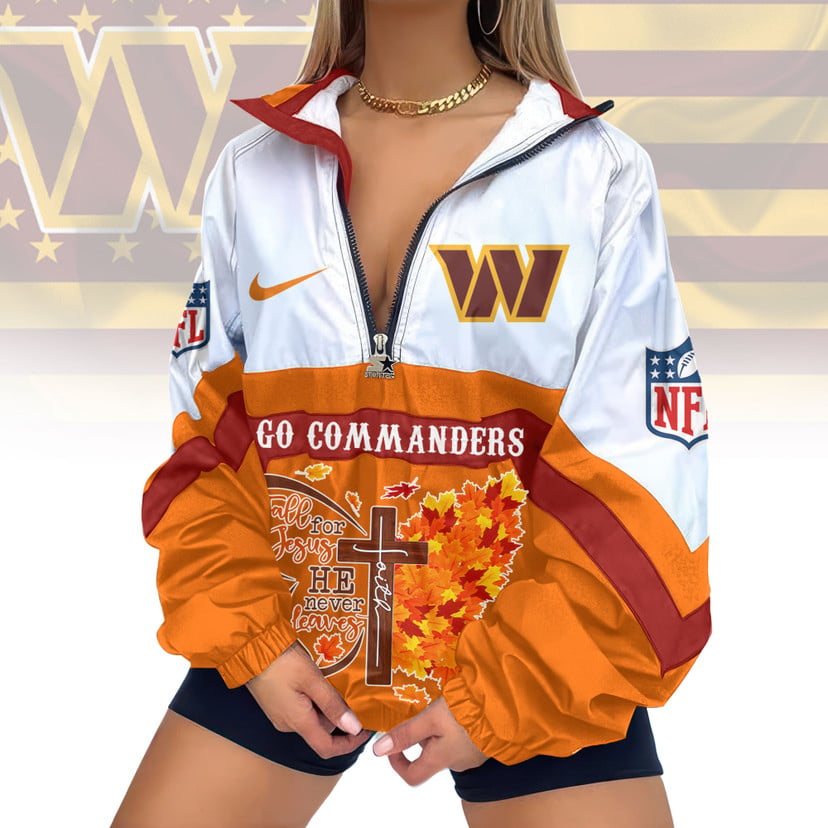 LIMITED EDITION - NEW CUSTOMIZED NFL12 WTC WASHINGTON COMMANDERS FAITH & FALL V-NECK ZIPPER SWEATSHIRT JACKET