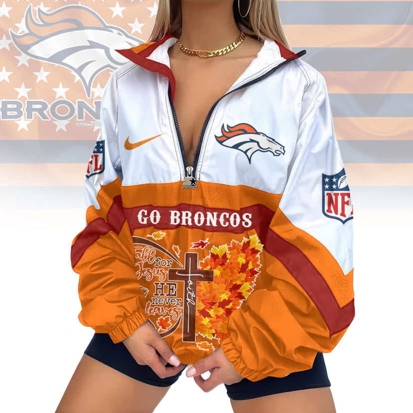 LIMITED EDITION - NEW CUSTOMIZED NFL13 DVB DENVER BRONCOS FAITH & FALL V-NECK ZIPPER SWEATSHIRT JACKET