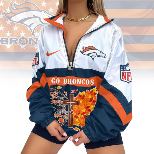 LIMITED EDITION - NEW CUSTOMIZED NFL13 DVB DENVER BRONCOS FAITH & FALL V-NECK ZIPPER SWEATSHIRT JACKET