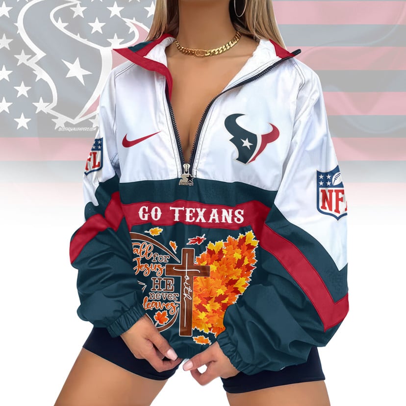 LIMITED EDITION - NEW CUSTOMIZED NFL15 HTT HOUSTON TEXANS FAITH & FALL V-NECK ZIPPER SWEATSHIRT JACKET