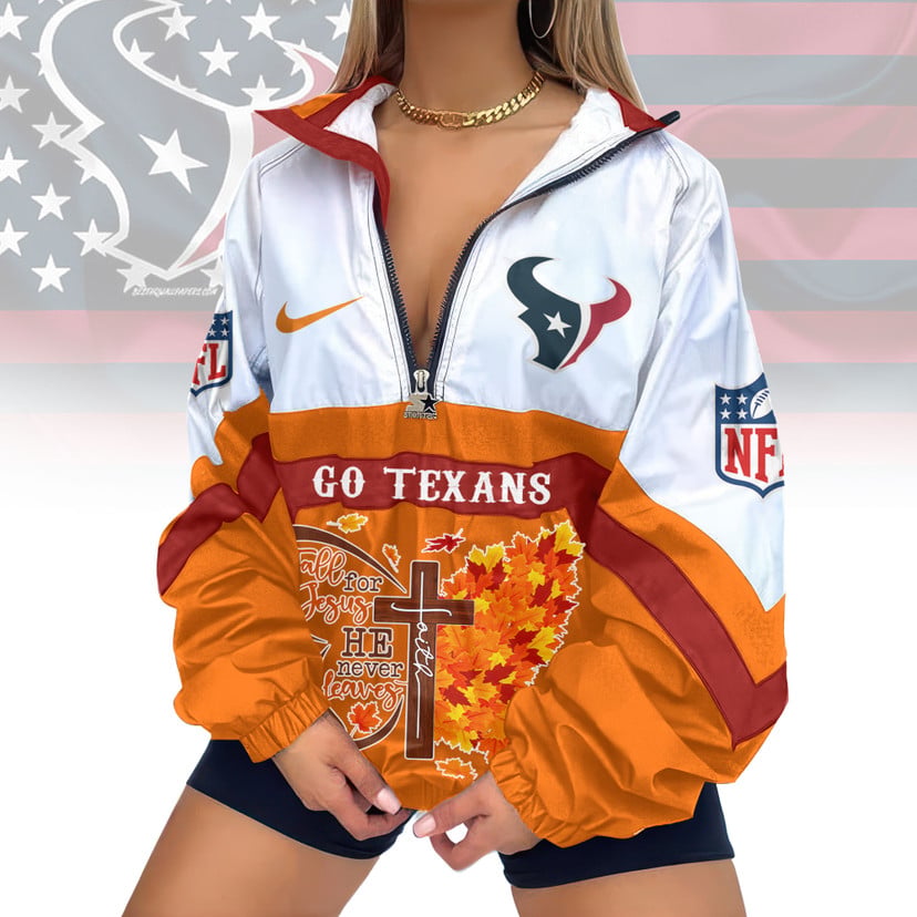LIMITED EDITION - NEW CUSTOMIZED NFL15 HTT HOUSTON TEXANS FAITH & FALL V-NECK ZIPPER SWEATSHIRT JACKET