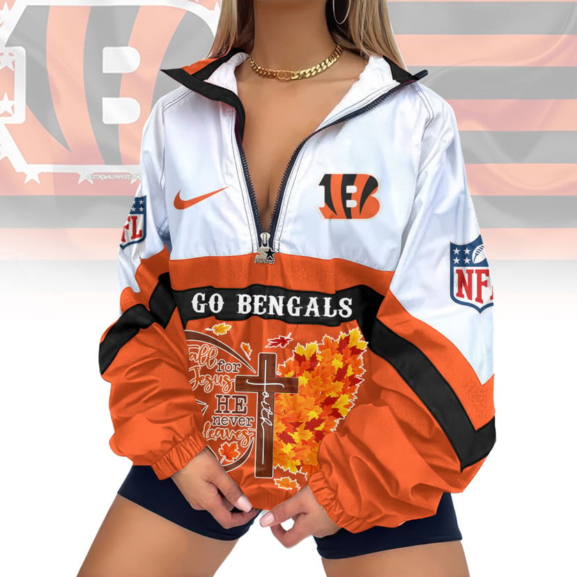 LIMITED EDITION - NEW CUSTOMIZED NFL16 CCB CINCINNATI BENGALS FAITH & FALL V-NECK ZIPPER SWEATSHIRT JACKET