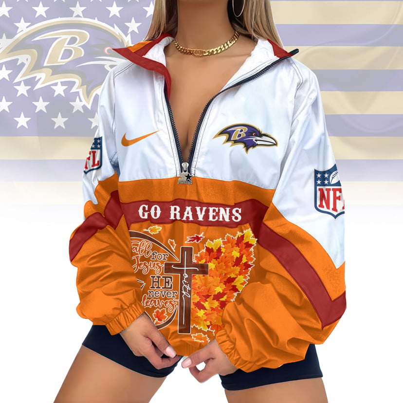 LIMITED EDITION - NEW CUSTOMIZED NFL28 BTR BALTIMORE RAVENS FAITH & FALL V-NECK ZIPPER SWEATSHIRT JACKET