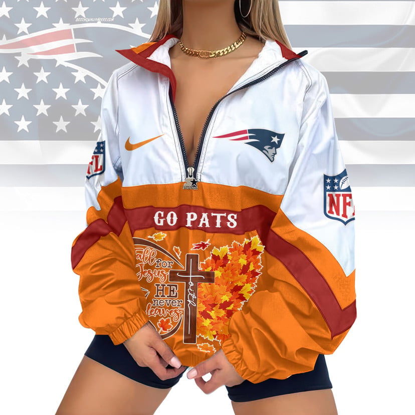 LIMITED EDITION - NEW CUSTOMIZED NFL27 NEP NEW ENGLAND PATRIOTS FAITH & FALL V-NECK ZIPPER SWEATSHIRT JACKET