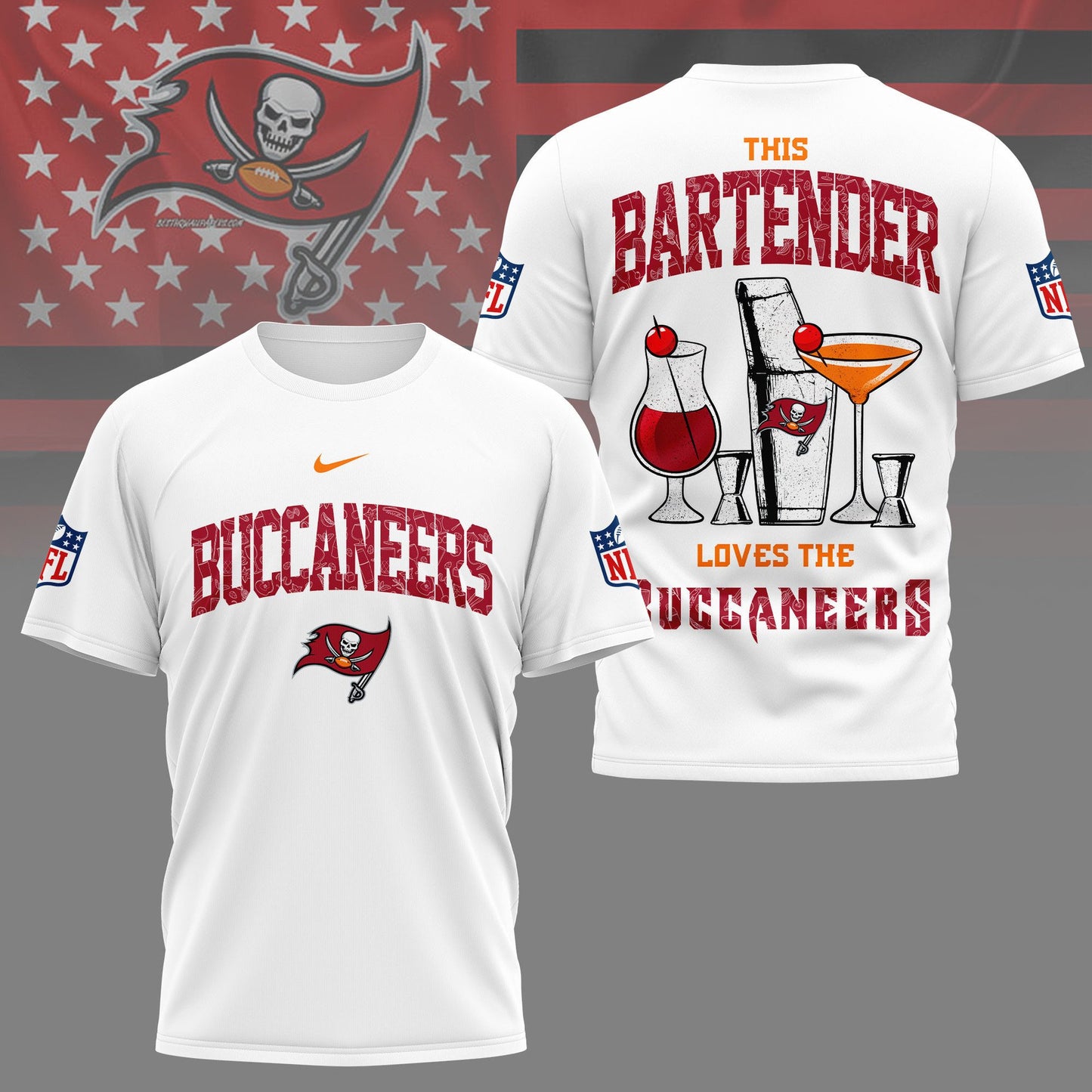 LIMITED EDITION - NEW CUSTOMIZED NFL10 TBB TAMPA BAY BUCCANEERS BARTENDER FAN 3D SHIRT