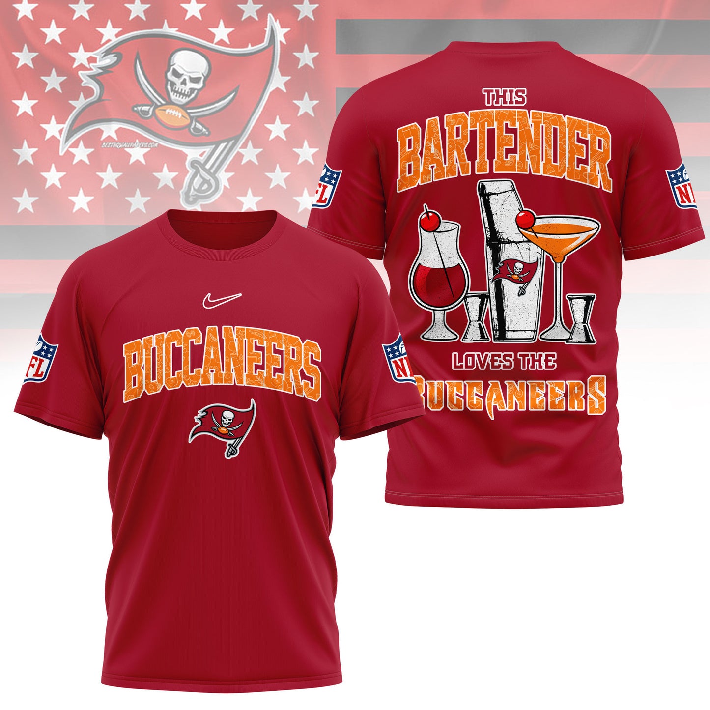 LIMITED EDITION - NEW CUSTOMIZED NFL10 TBB TAMPA BAY BUCCANEERS BARTENDER FAN 3D SHIRT