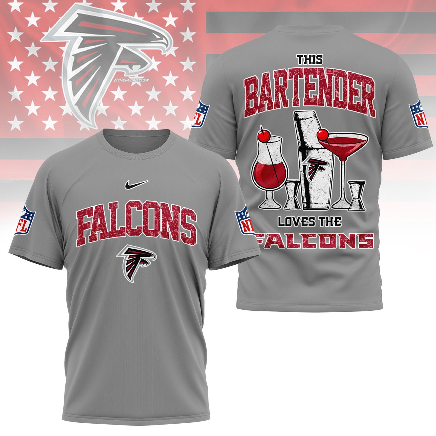 LIMITED EDITION - NEW CUSTOMIZED NFL18 ATF ATLANTA FALCONS BARTENDER FAN 3D SHIRT