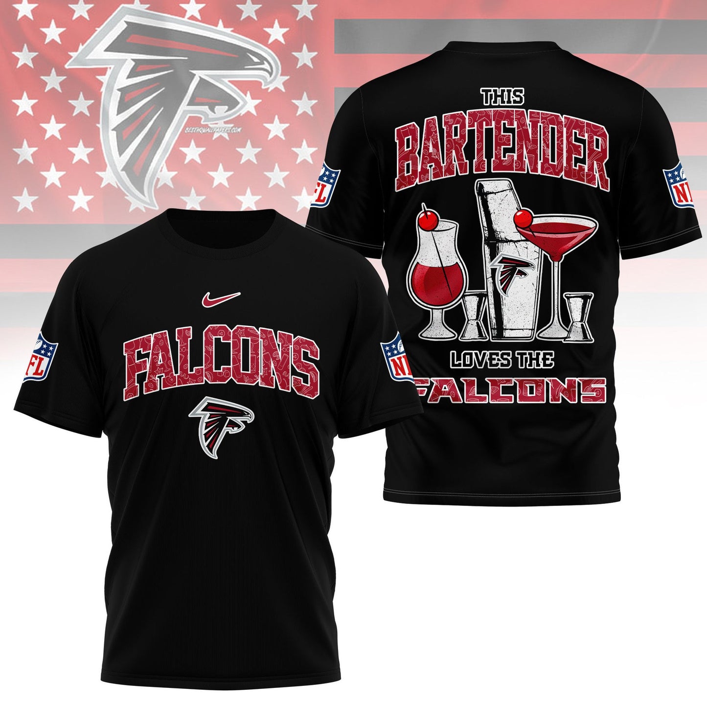 LIMITED EDITION - NEW CUSTOMIZED NFL18 ATF ATLANTA FALCONS BARTENDER FAN 3D SHIRT