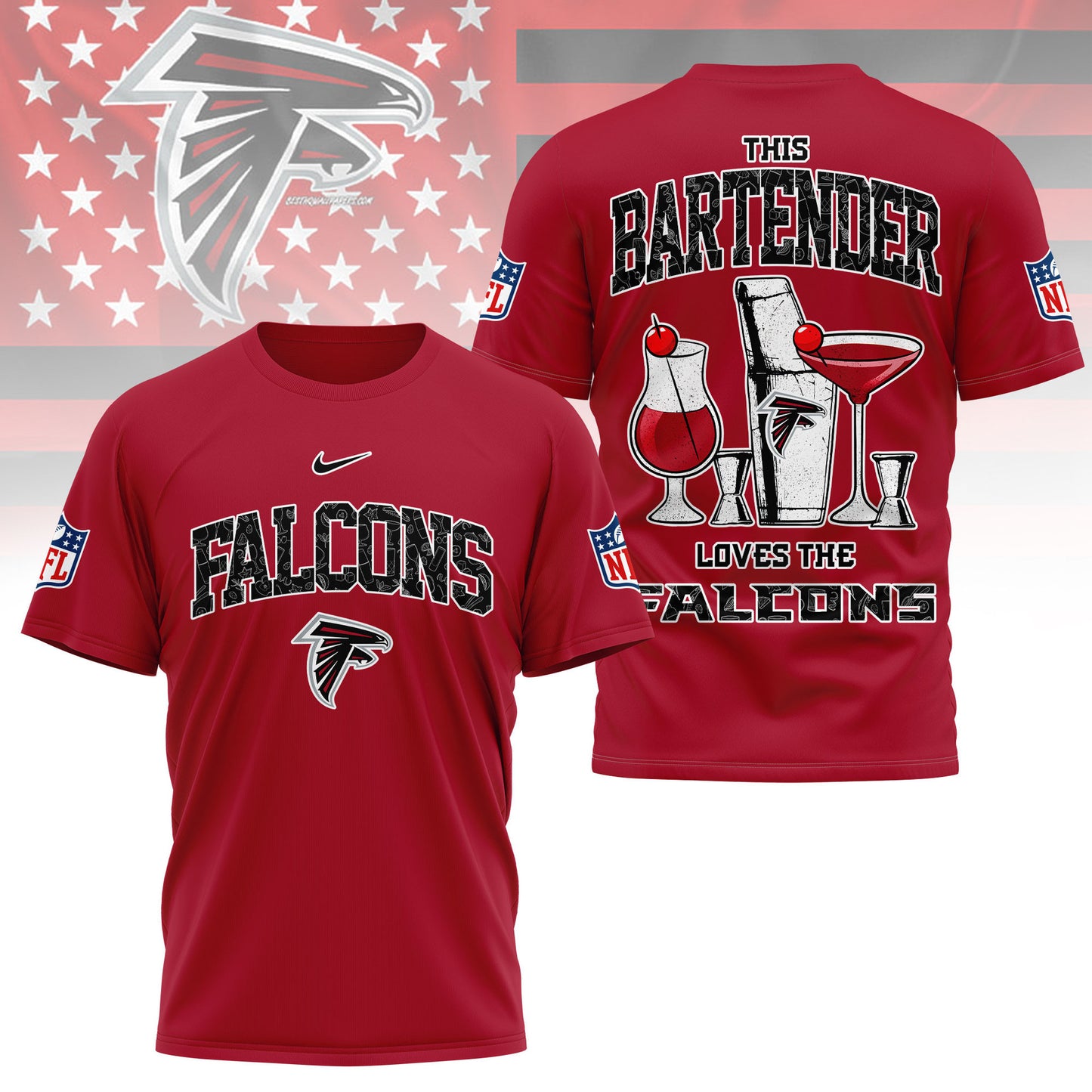 LIMITED EDITION - NEW CUSTOMIZED NFL18 ATF ATLANTA FALCONS BARTENDER FAN 3D SHIRT