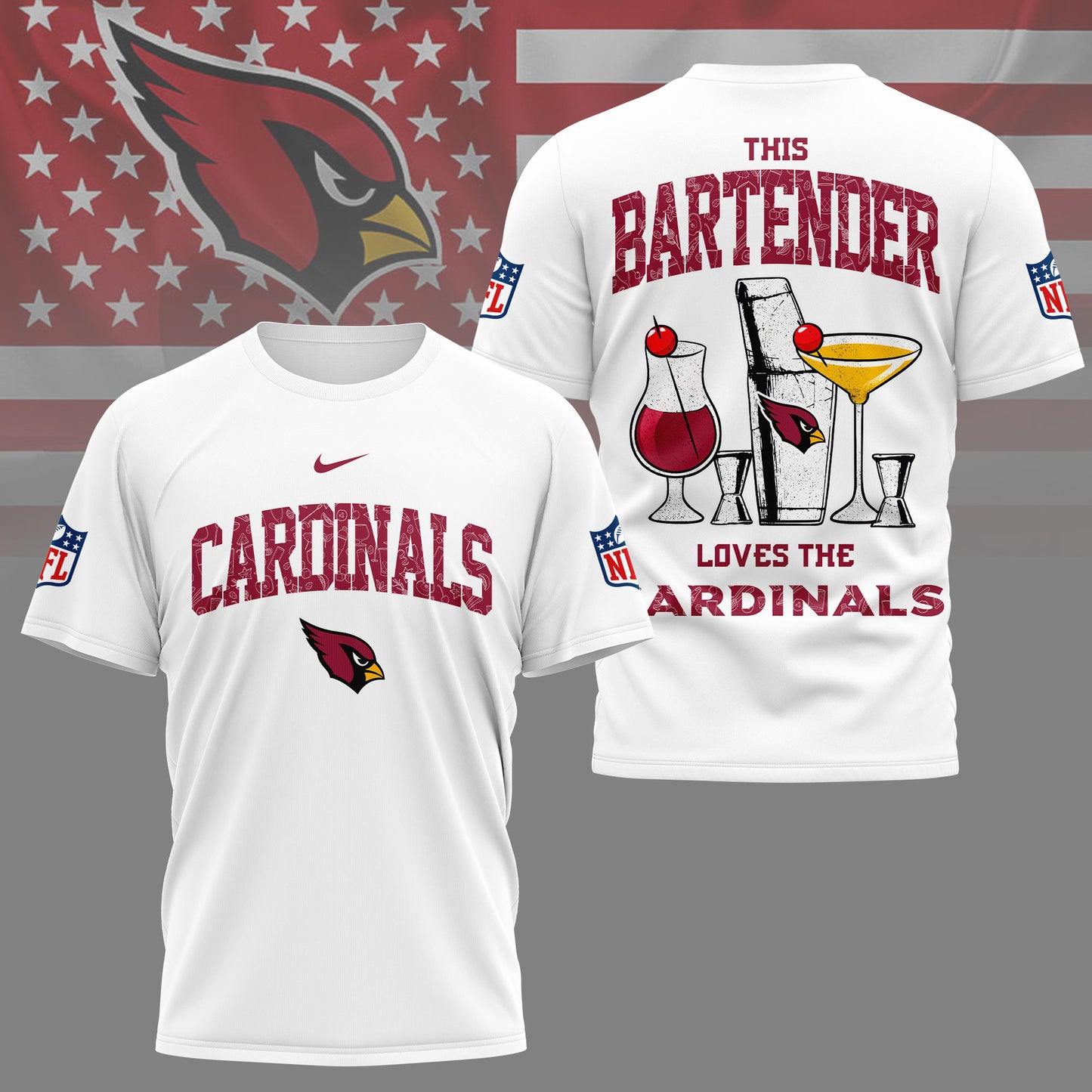 LIMITED EDITION - NEW CUSTOMIZED NFL20 ARC ARIZONA CARDINALS BARTENDER FAN 3D SHIRT