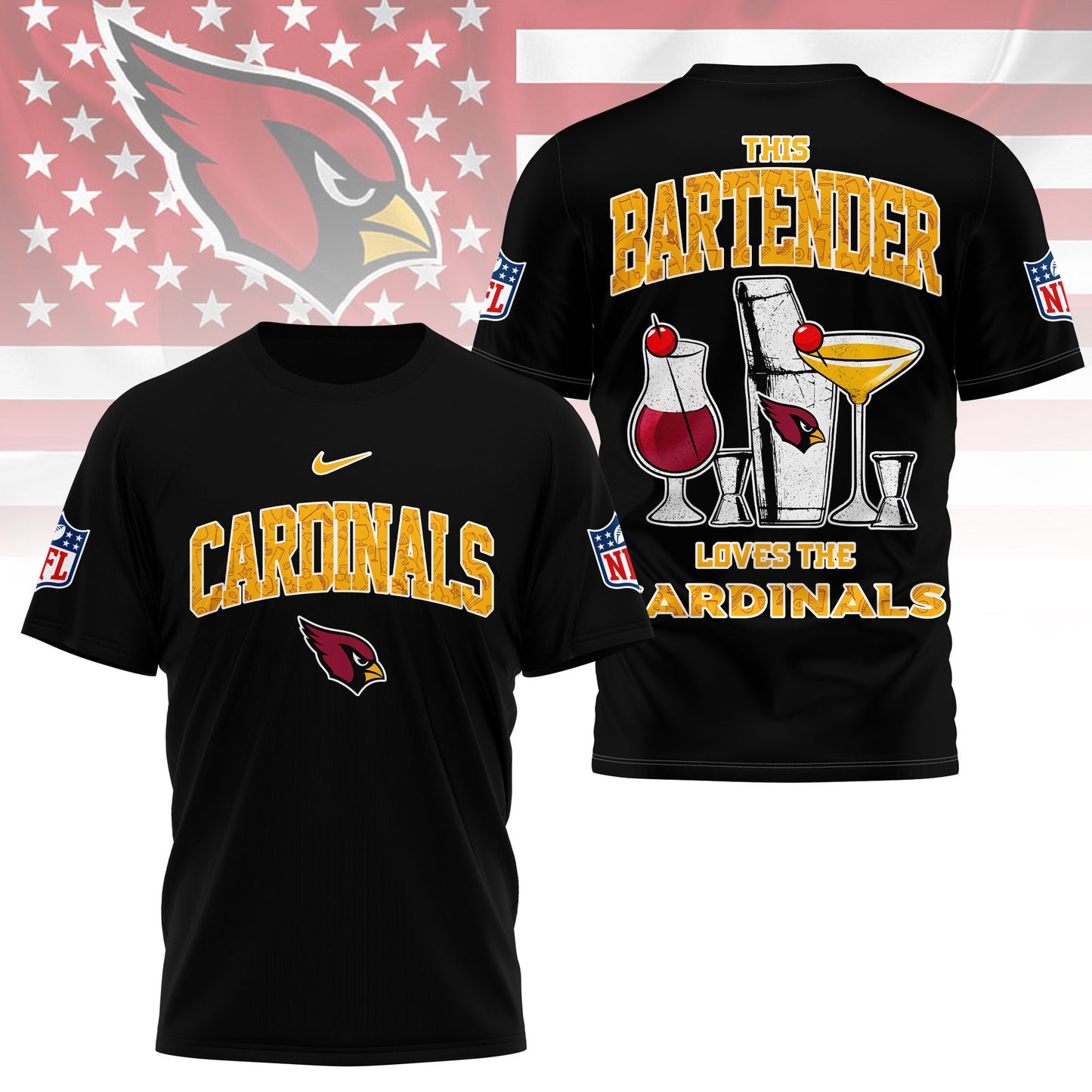 LIMITED EDITION - NEW CUSTOMIZED NFL20 ARC ARIZONA CARDINALS BARTENDER FAN 3D SHIRT