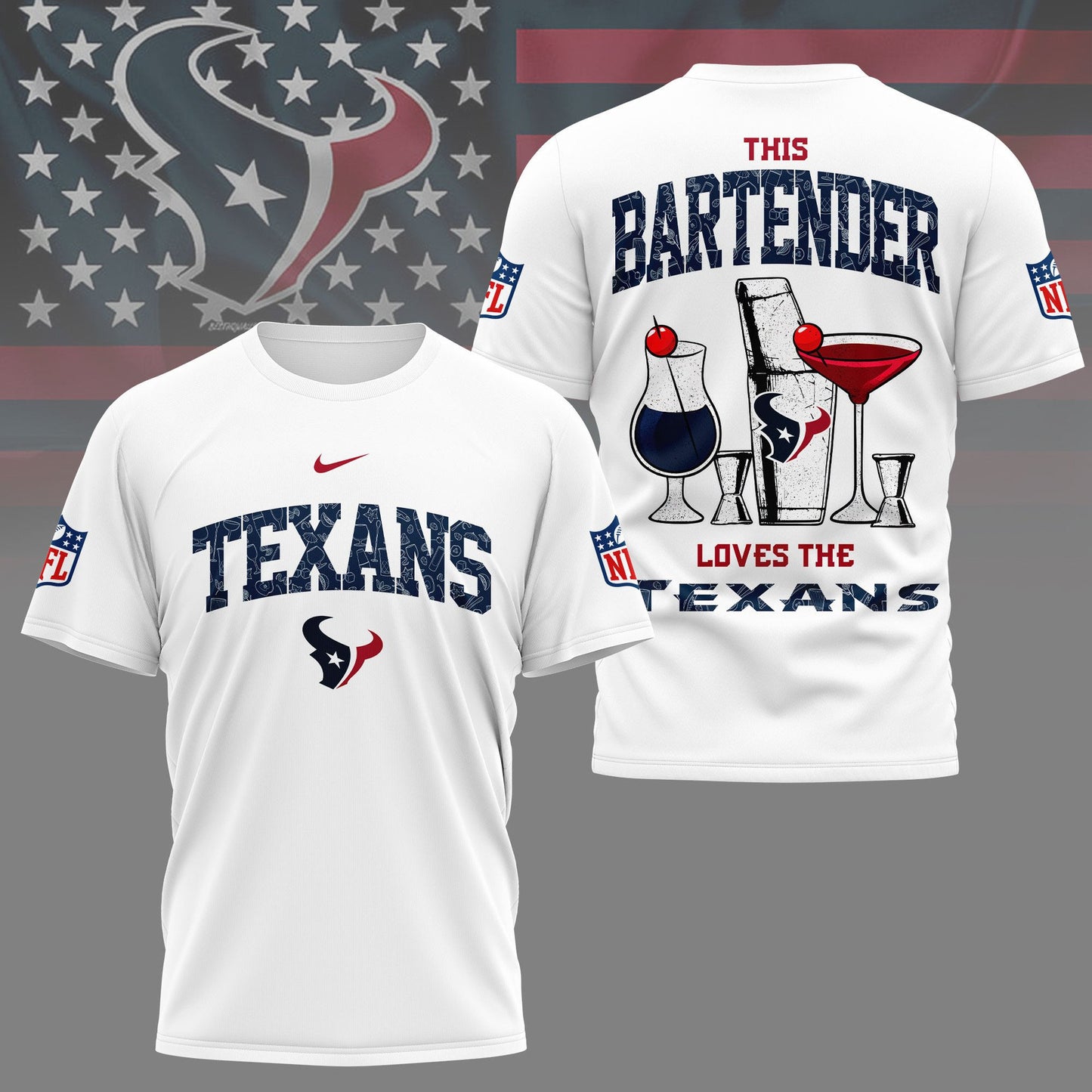 LIMITED EDITION - NEW CUSTOMIZED NFL15 HTT HOUSTON TEXANS BARTENDER FAN 3D SHIRT