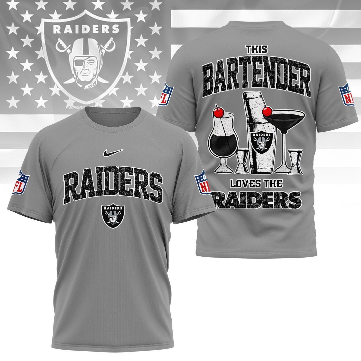 LIMITED EDITION - NEW CUSTOMIZED NFL07 LVR LAS VEGAS RAIDERS BARTENDER FAN 3D SHIRT