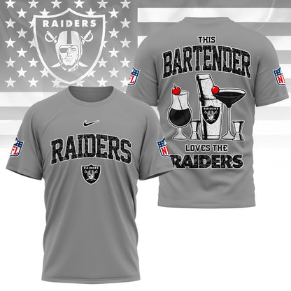 LIMITED EDITION - NEW CUSTOMIZED NFL07 LVR LAS VEGAS RAIDERS BARTENDER FAN 3D SHIRT