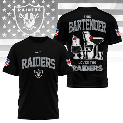 LIMITED EDITION - NEW CUSTOMIZED NFL07 LVR LAS VEGAS RAIDERS BARTENDER FAN 3D SHIRT