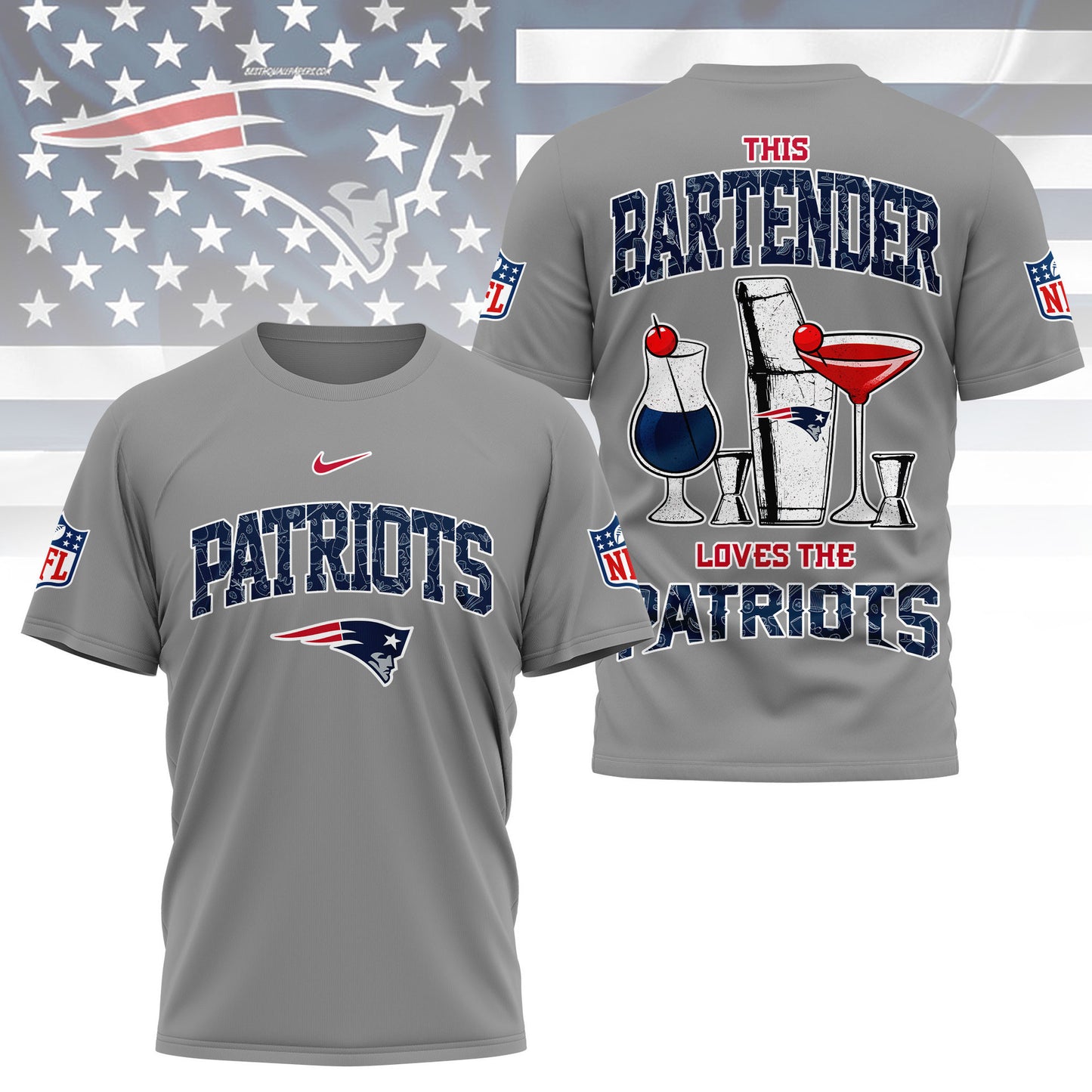 LIMITED EDITION - NEW CUSTOMIZED NFL27 NEP NEW ENGLAND PATRIOTS BARTENDER FAN 3D SHIRT