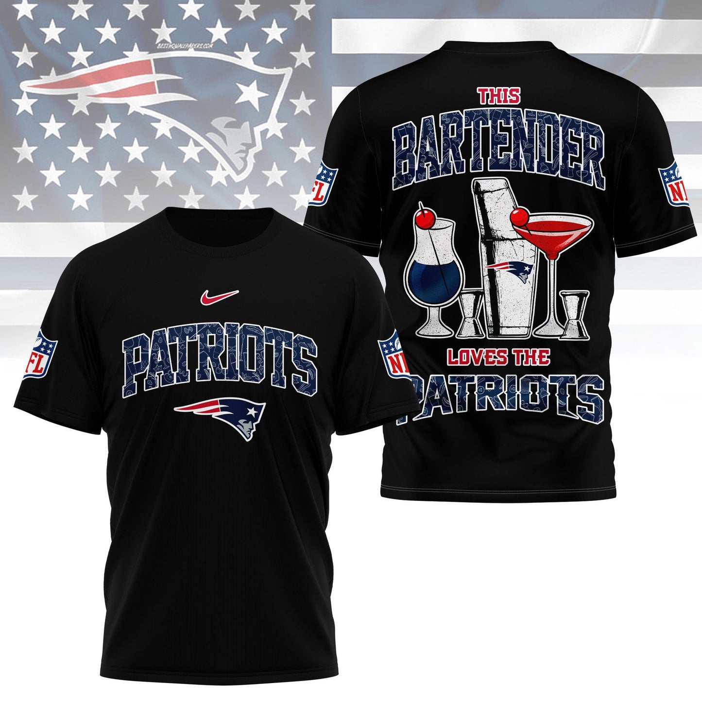 LIMITED EDITION - NEW CUSTOMIZED NFL27 NEP NEW ENGLAND PATRIOTS BARTENDER FAN 3D SHIRT
